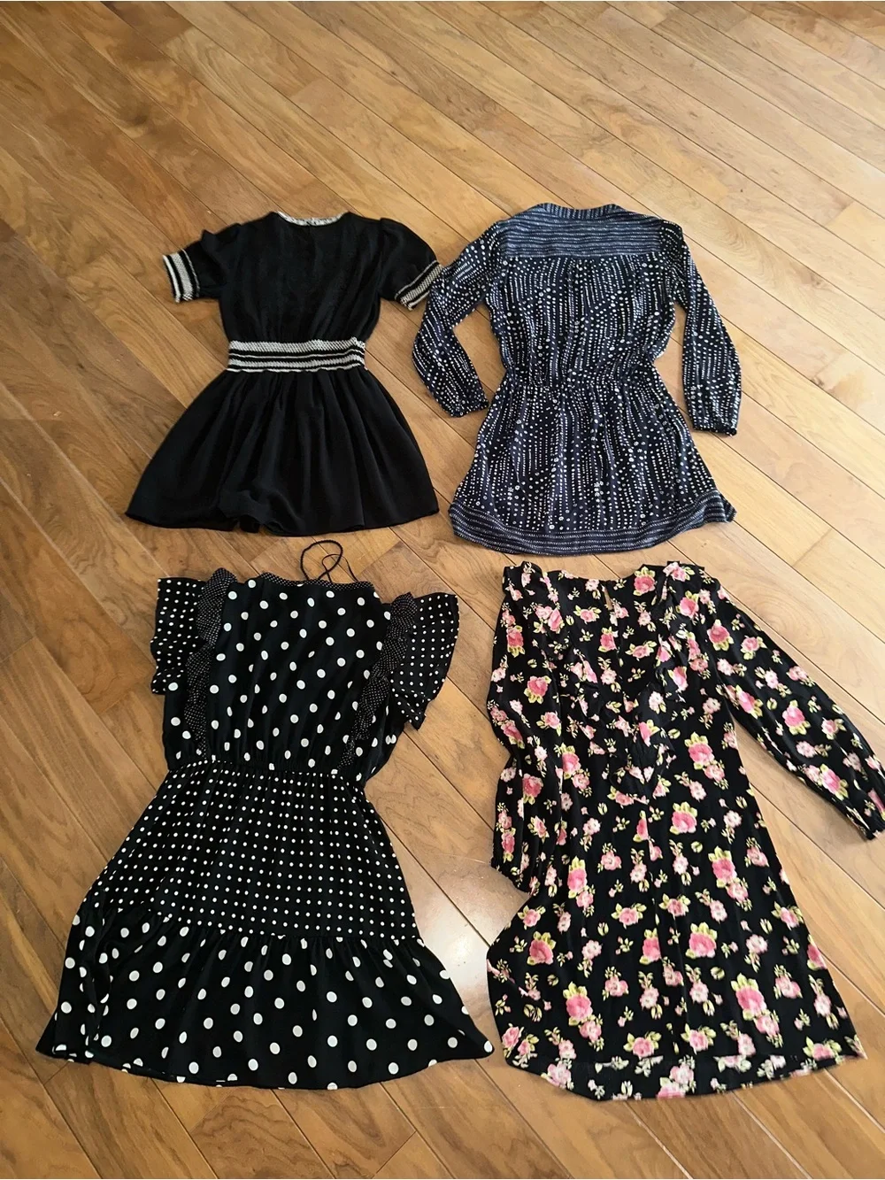 Zara Black Dresses with White Polka Dot and Pink Floral Accents - Picture 10 of 10